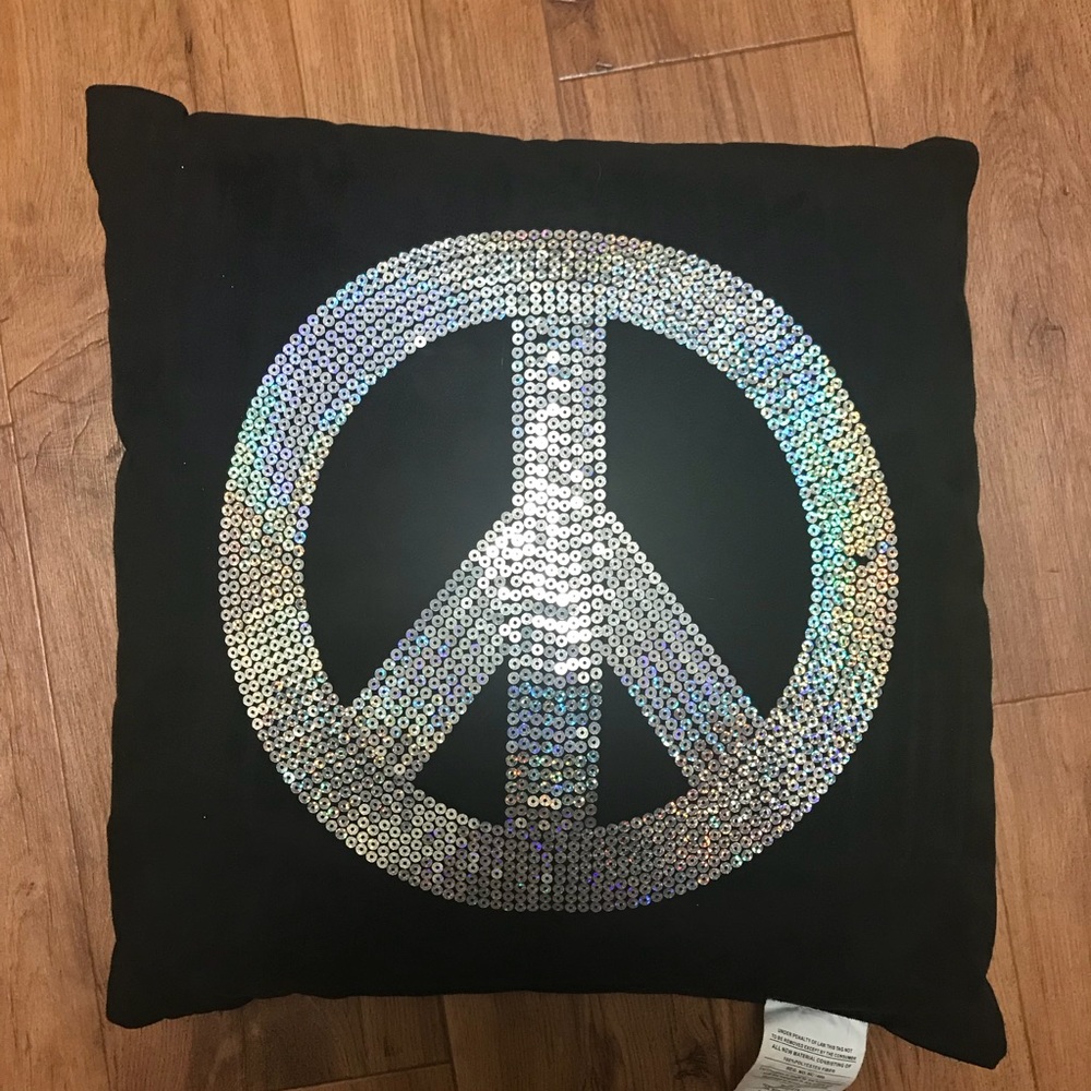 Peace Sign Sequin Pillow
